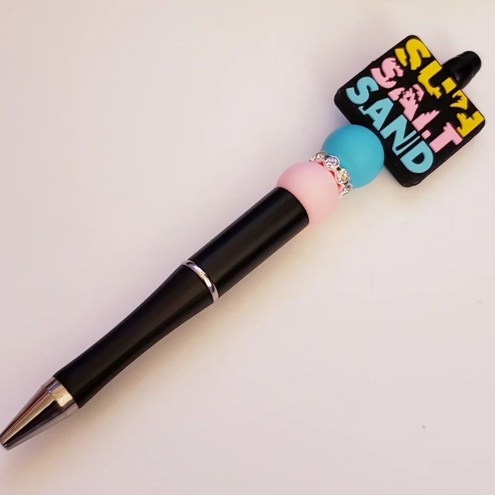 Handmade Sun Salt Sand Beaded Silicone Focal Bead Pen